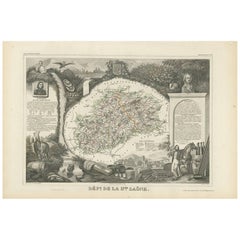 Antike Karte von Haute-Saone, Frankreich, von V. Levasseur, 1854