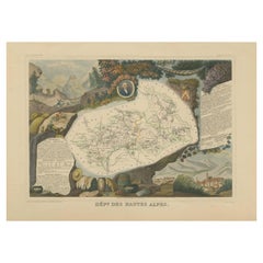 Antique Map of Hautes Alpes ‘France’ by V. Levasseur, c. 1852
