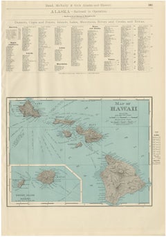 Antique Map of Hawaii, with Oahu and Honolulu, Rand McNally, 1899