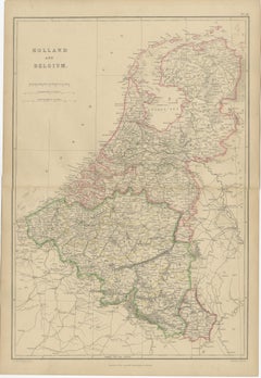 1859 Vintage Map of Holland and Belgium: Blackie's Imperial Geographic Insight