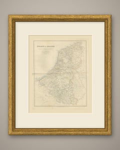 Antique Map of Holland and Belgium with Foreign Possessions Table, circa 1860