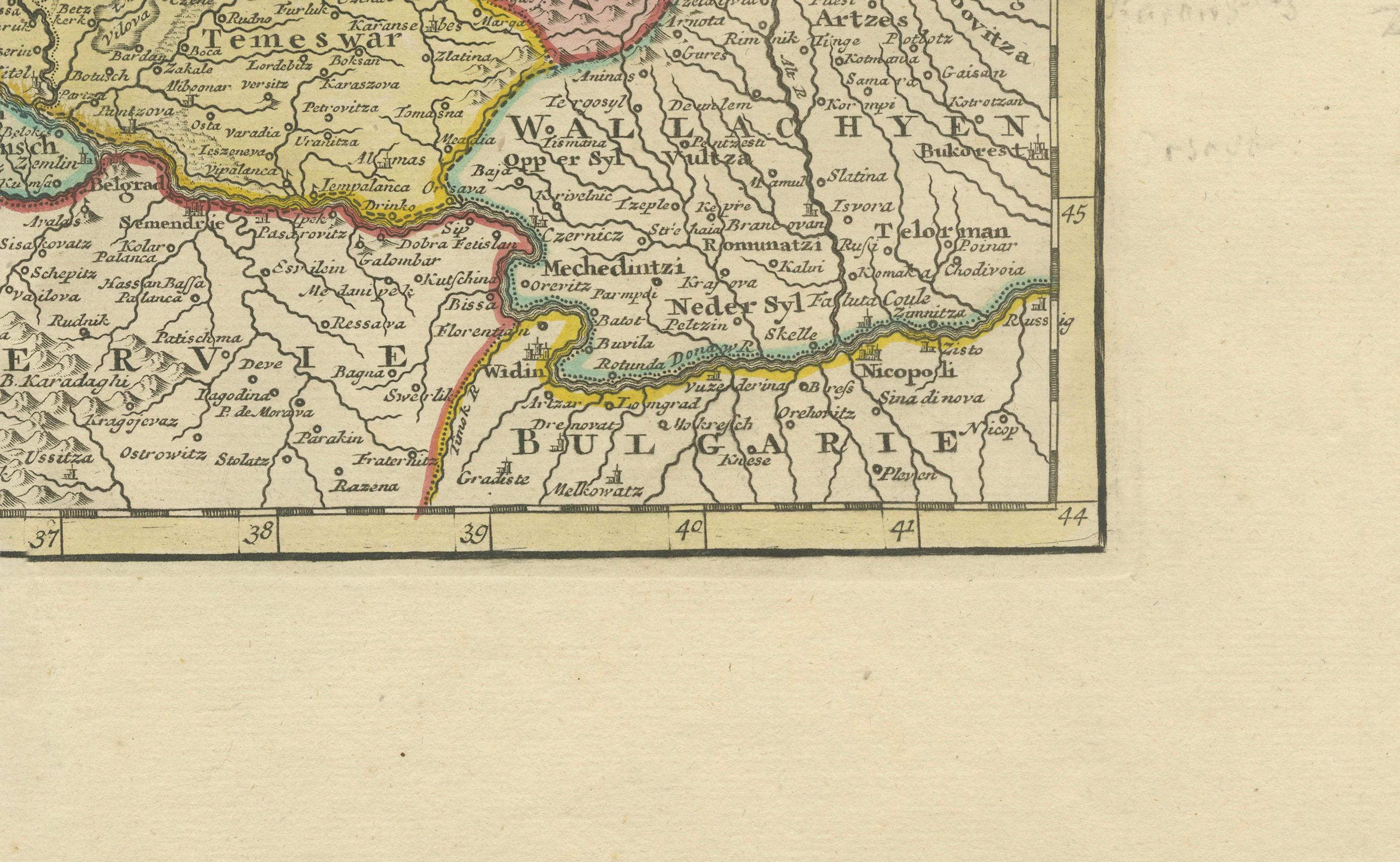 Engraved Antique Map of Hungary and Transylvania by Isaak Tirion, Amsterdam c.1740 For Sale