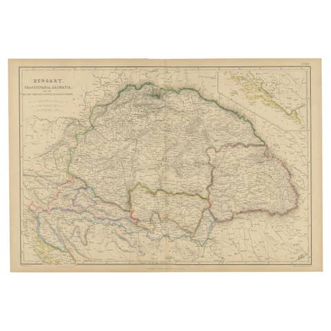Hungary, Transylvania & Dalmatia Map, Antique Hand-Colored Map, 1859