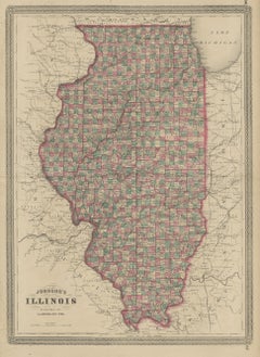 Antique Map of Illinois by Johnson, 1872