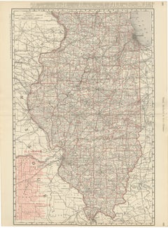 Antique Map of Illinois, The Prairie State, Rand McNally, 1899