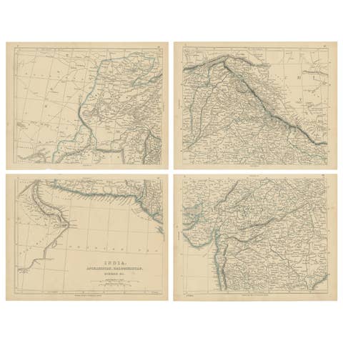 Antique Map of India, Afghanistan, Balochistan and surroundings by Lowry, '1852'