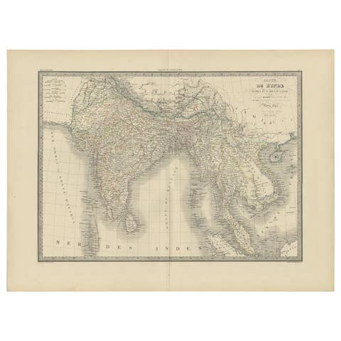 Antique Map of India and Ceylon by Pierre M. Lapie, Paper, 1842