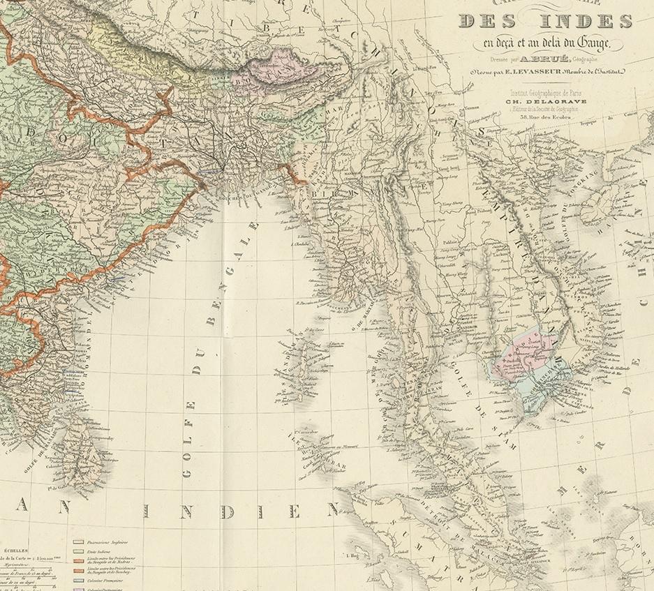 Paper Authentic Antique Map of India and Ceylon,  '1875' For Sale