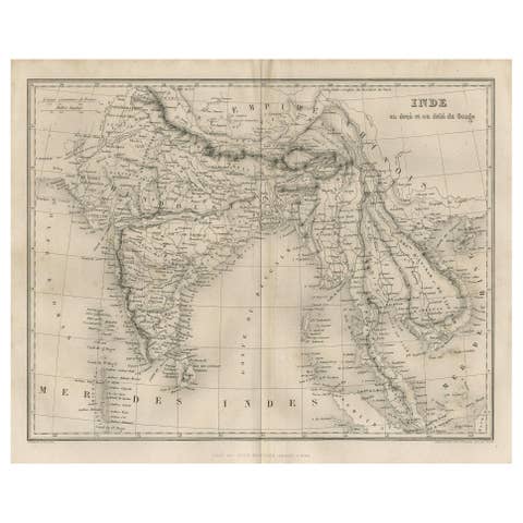 Antique Map of India and Southeast Asia by Balbi '1847'
