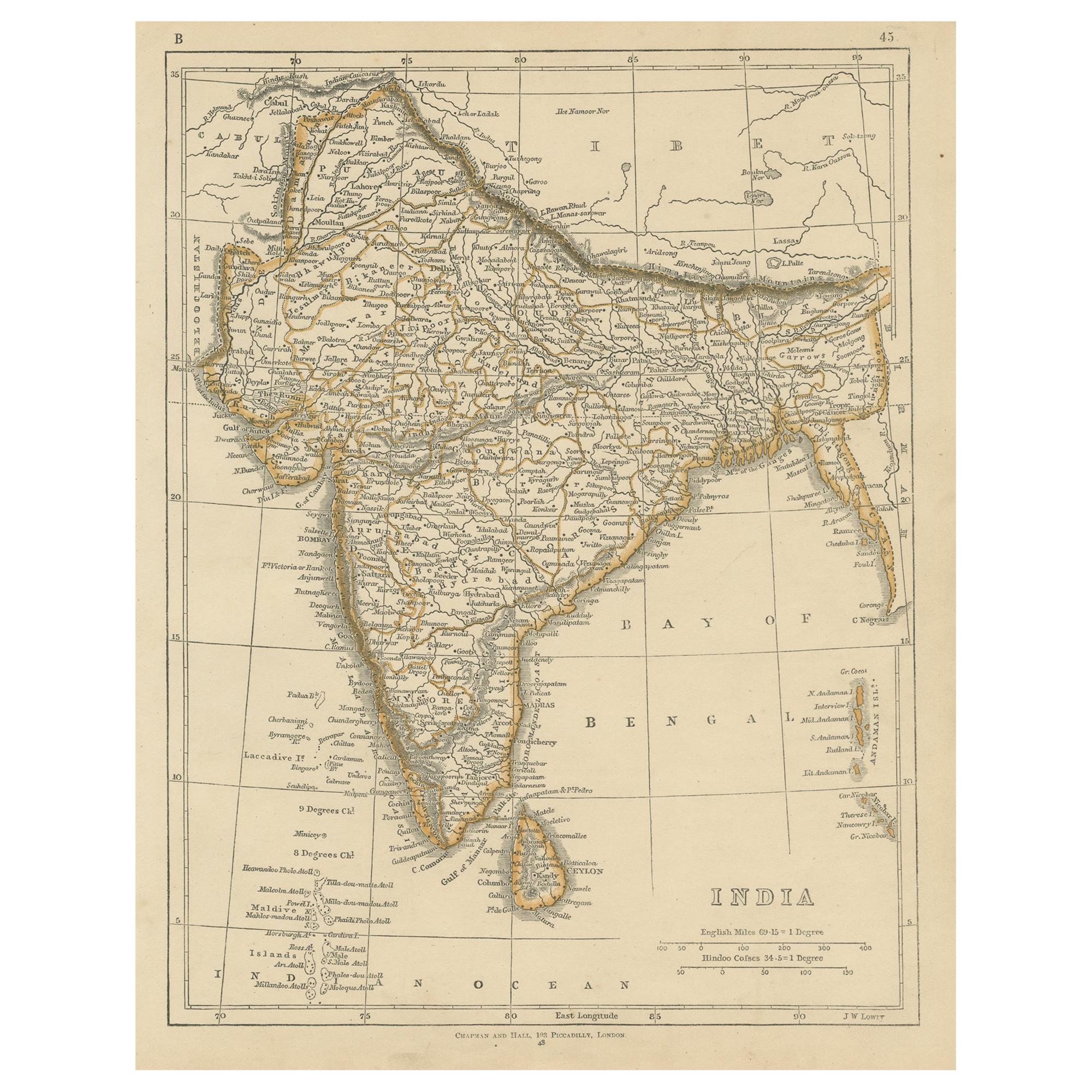 Antique Map of India by Lowry '1852'