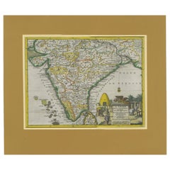Antique Map of India during the height of the Mughal Imperial Expansion, 1713