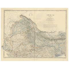 Antique Map of India 'North' by A.K. Johnston, 1865