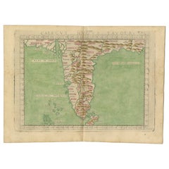 Antique Map of India, One of the Earliest Modern Maps of the Region, c.1574