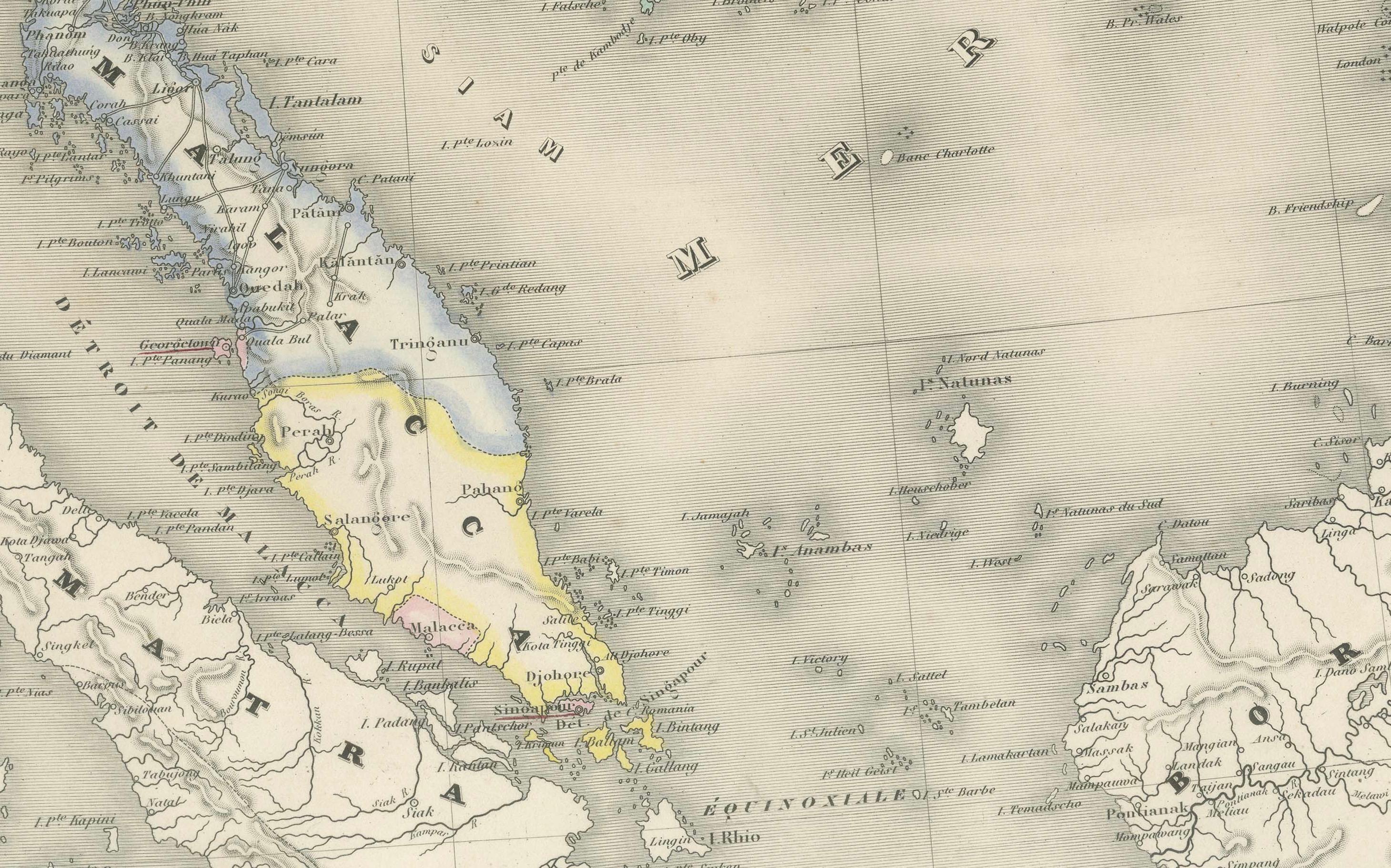 Antike Karte von Indien und Southeast Asia - Chevalier-Stich, Malte-Brun, 1853 im Angebot 3