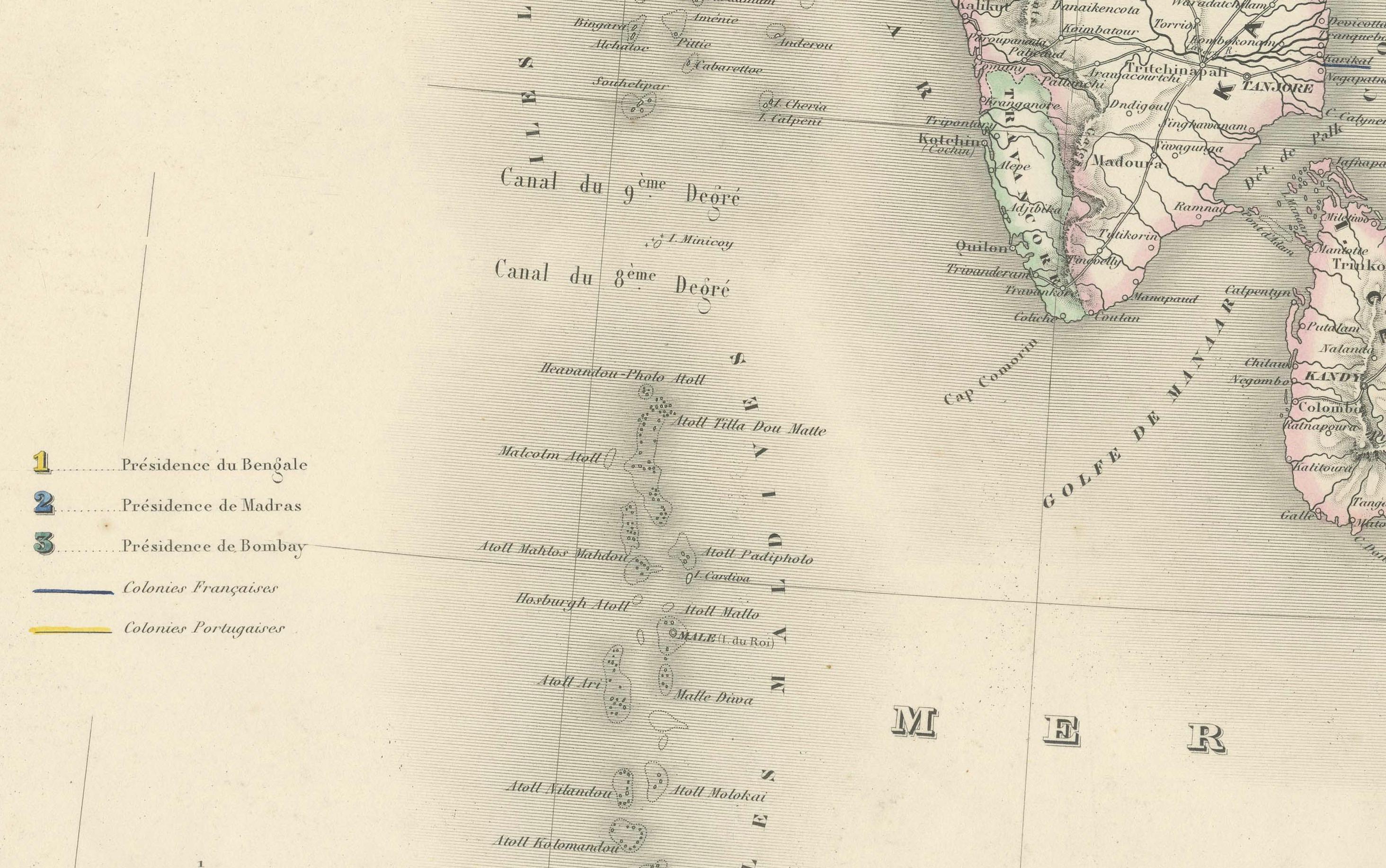Antike Karte von Indien und Southeast Asia - Chevalier-Stich, Malte-Brun, 1853 im Angebot 4