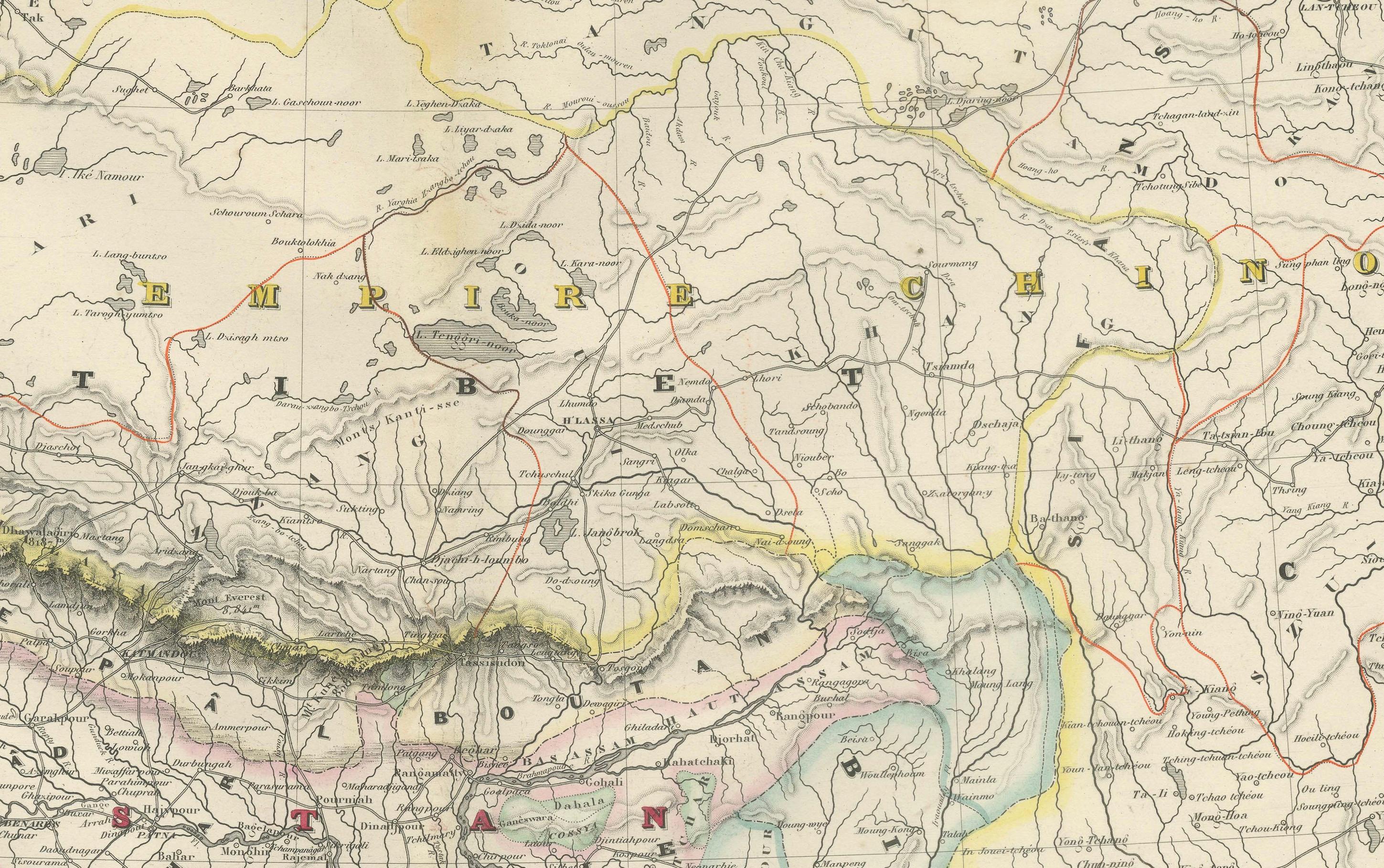 Antike Karte von Indien und Southeast Asia - Chevalier-Stich, Malte-Brun, 1853 (19. Jahrhundert) im Angebot