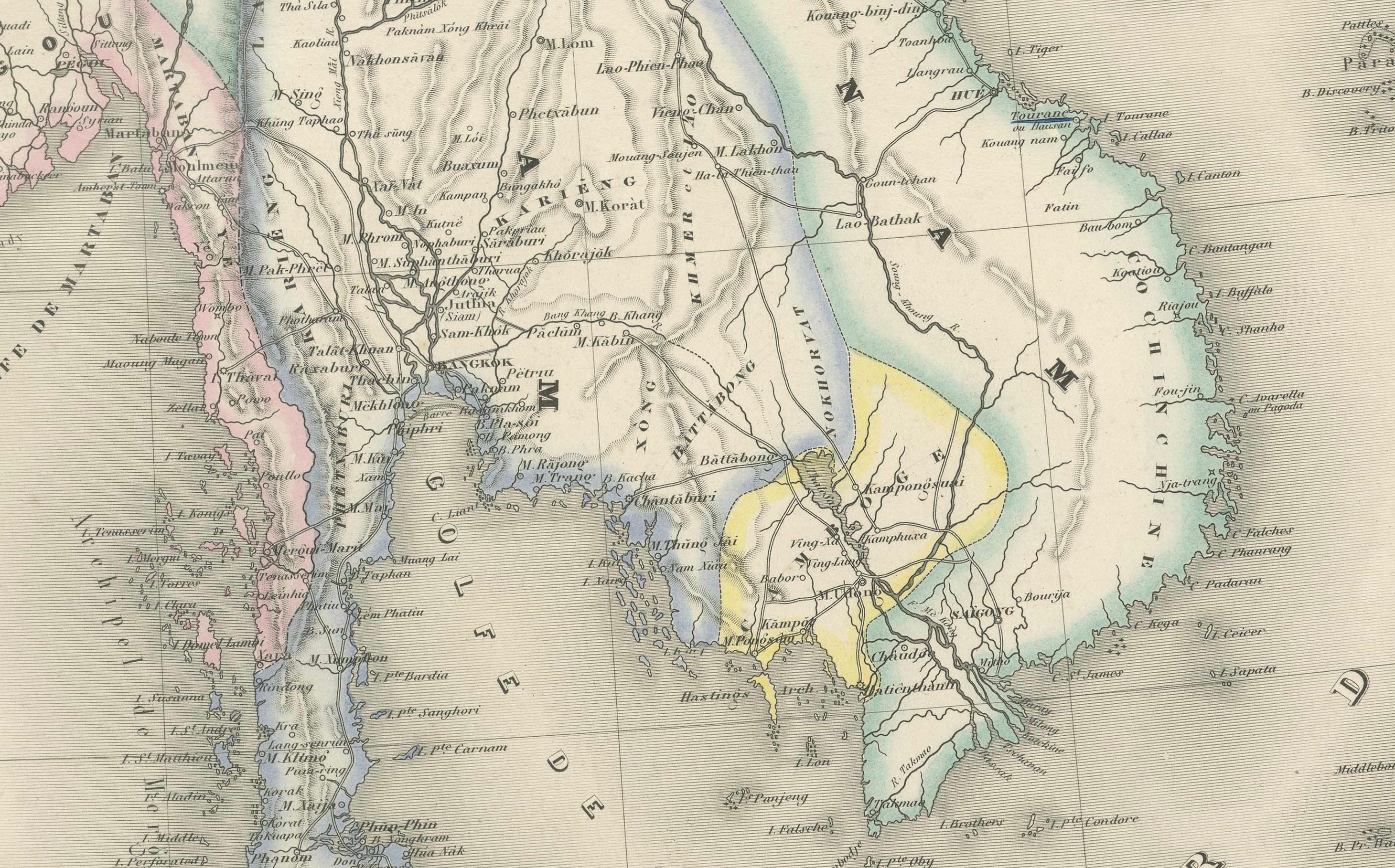 Antike Karte von Indien und Southeast Asia - Chevalier-Stich, Malte-Brun, 1853 im Angebot 2