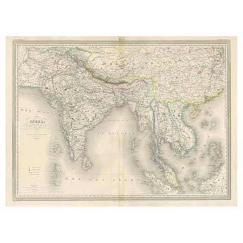 Antique Map of India & Southeast Asia – Chevalier Engraving, Malte-Brun, 1853