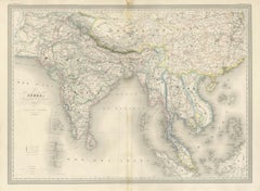 Carte ancienne de l'Inde et du Southeast Asia - Gravure de Chevalier, Malte-Brun, 1853