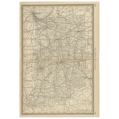 Antique Map of Indiana – The Hoosier State with Railroads & Counties, 1888