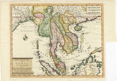 Antique Map of Indochina, the Malaysian Peninsula and Northern Sumatra