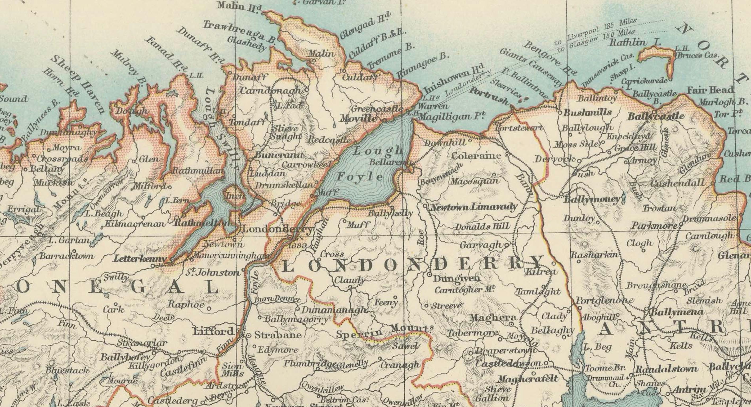 Carte ancienne de l'Irlande, 1903, avec les limites complexes des comtés et les détails côtiers en vente 3