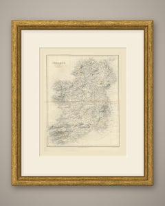 Antique Map of Ireland According to the Government Survey, circa 1860