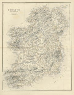 Antique Map of Ireland According to the Government Survey, circa 1860