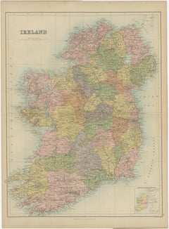 Antique Map of Ireland by A & C, Black, 1870
