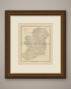 Antique Map of Ireland with Census Tables for 1831, 1841 and 1851, 1858