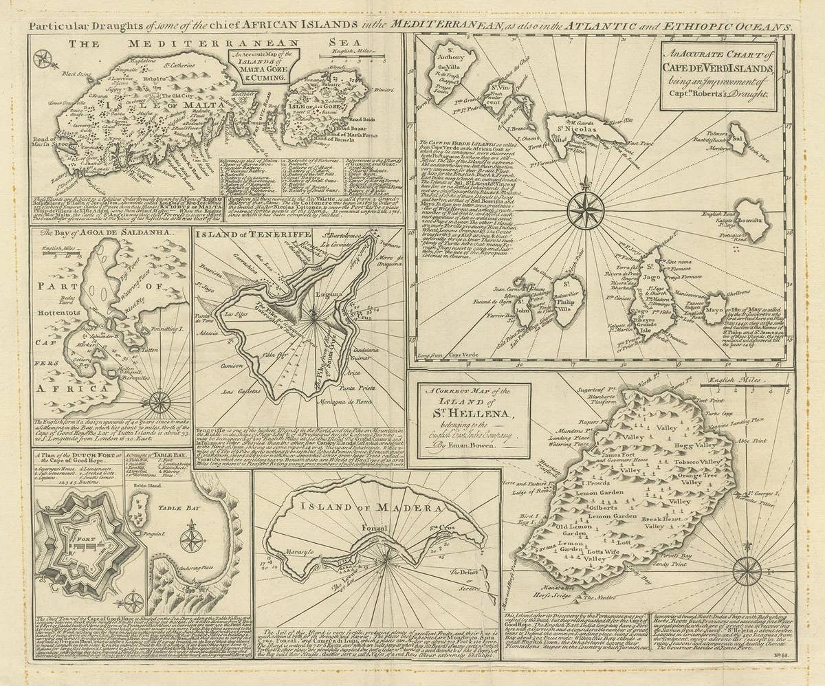 Antique Map of Islands in the Mediterranean by Bowen, c.1760