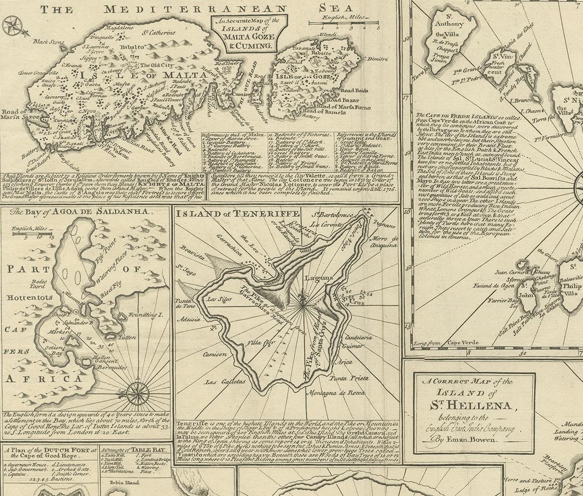 Antike Karte der Inseln im Mittelmeer von Bowen, um 1760 im Zustand „Relativ gut“ im Angebot in Langweer, NL