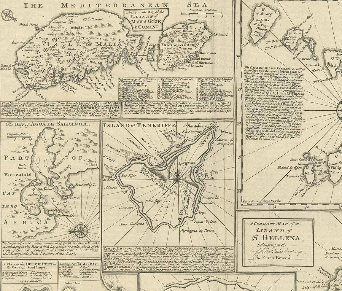 Antique Map of Islands in the Mediterranean by Bowen, c.1760
