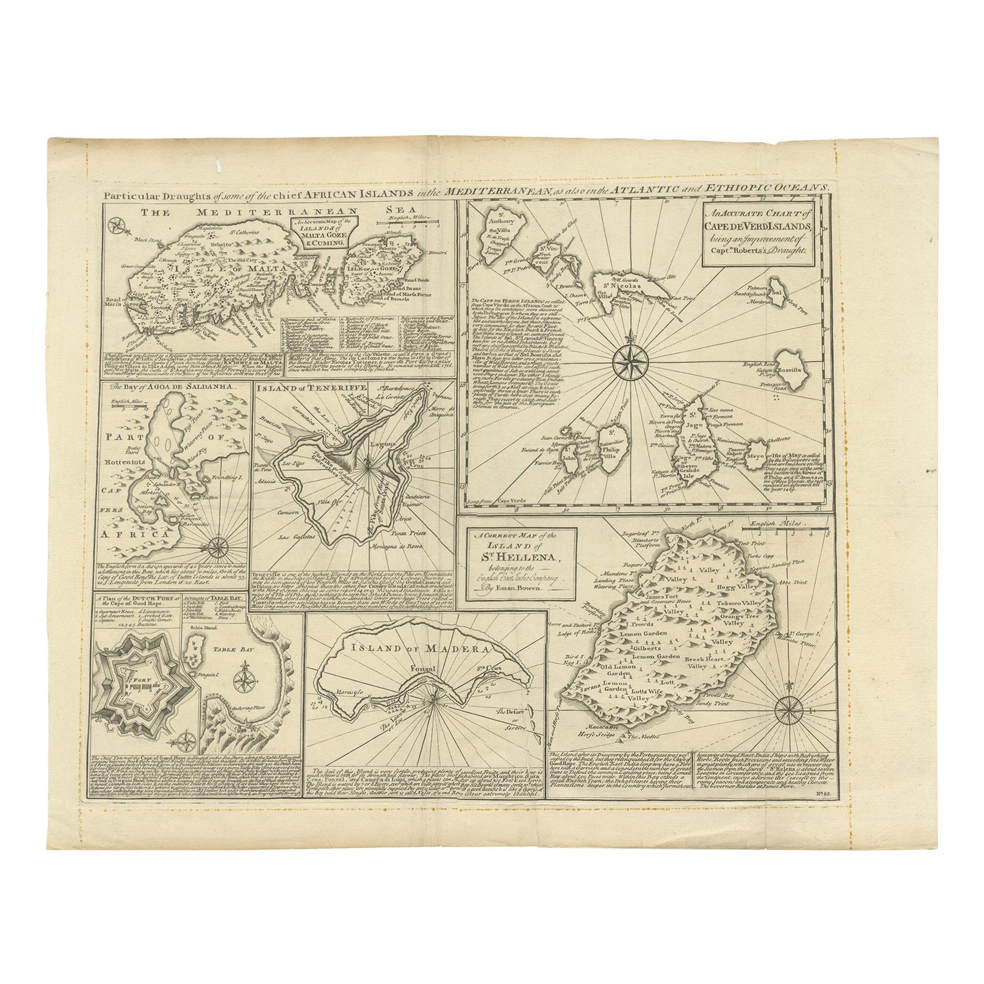 Carta geografica antica delle isole del Mediterraneo di Bowen, 1760 ca. in vendita