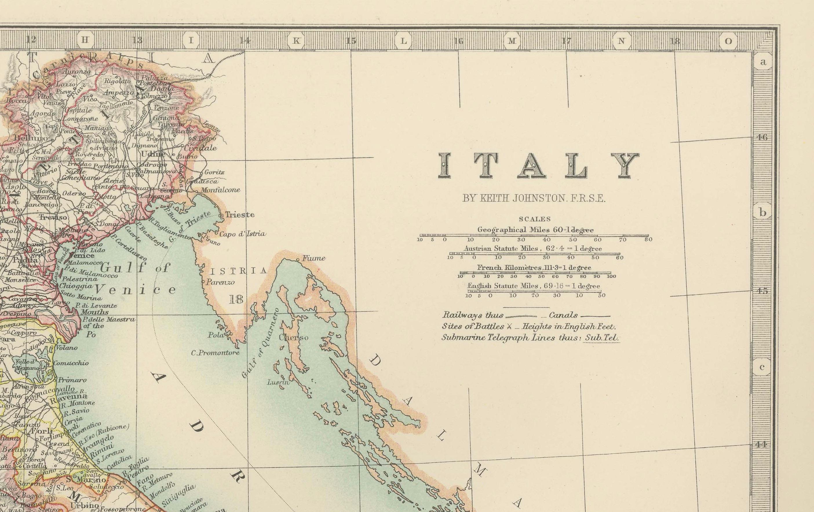 Antike Karte von Italien, 1903, mit den Inseln Sardinien und Sizilien (Papier) im Angebot