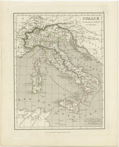 Antique Map of Italy and Other Regions Near the Adriatic Sea