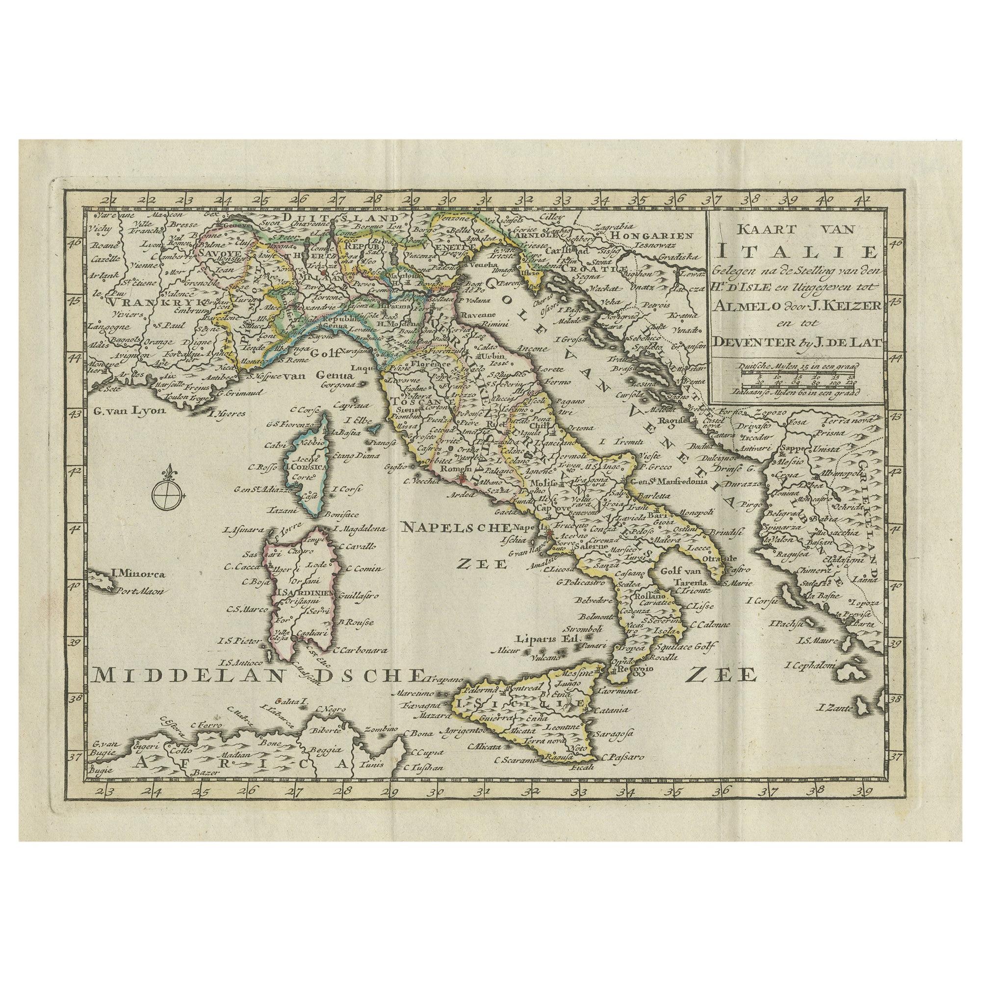 Antique Map of Italy by Keizer & de Lat, 1788 For Sale