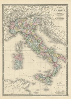 Antique Map of Italy by Levasseur, '1875'