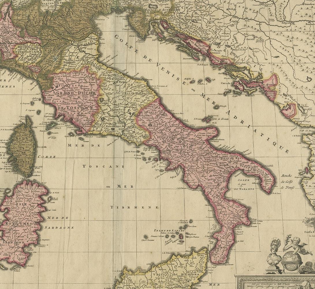 18th Century Antique Map of Italy by Schenk '1701'