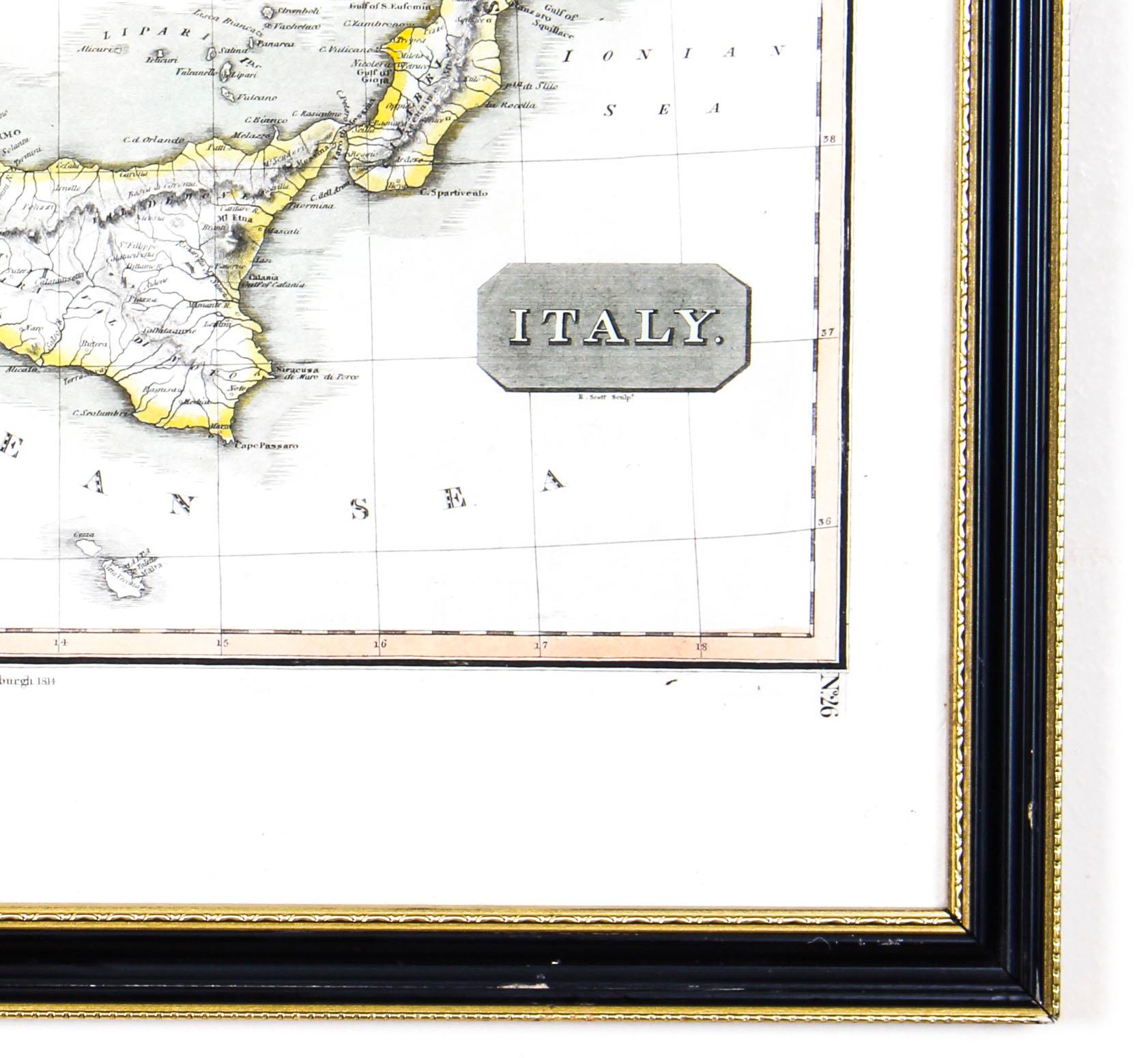 Early 19th Century Antique Map of Italy Drawn & Engraved by R. Scott for Thomsons, Edinburgh 1814 For Sale