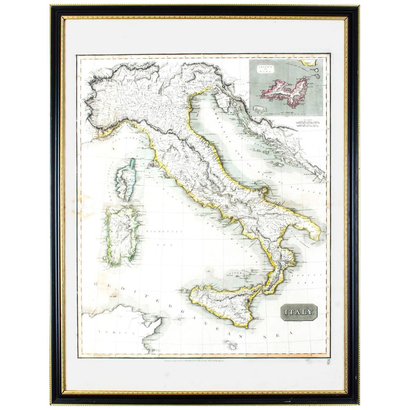 Antique Map of Italy Drawn & Engraved by R. Scott for Thomsons, Edinburgh 1814 For Sale