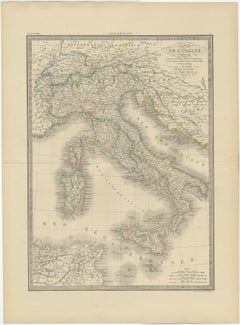 Antique Map of Italy from an Old French Atlas, 1842