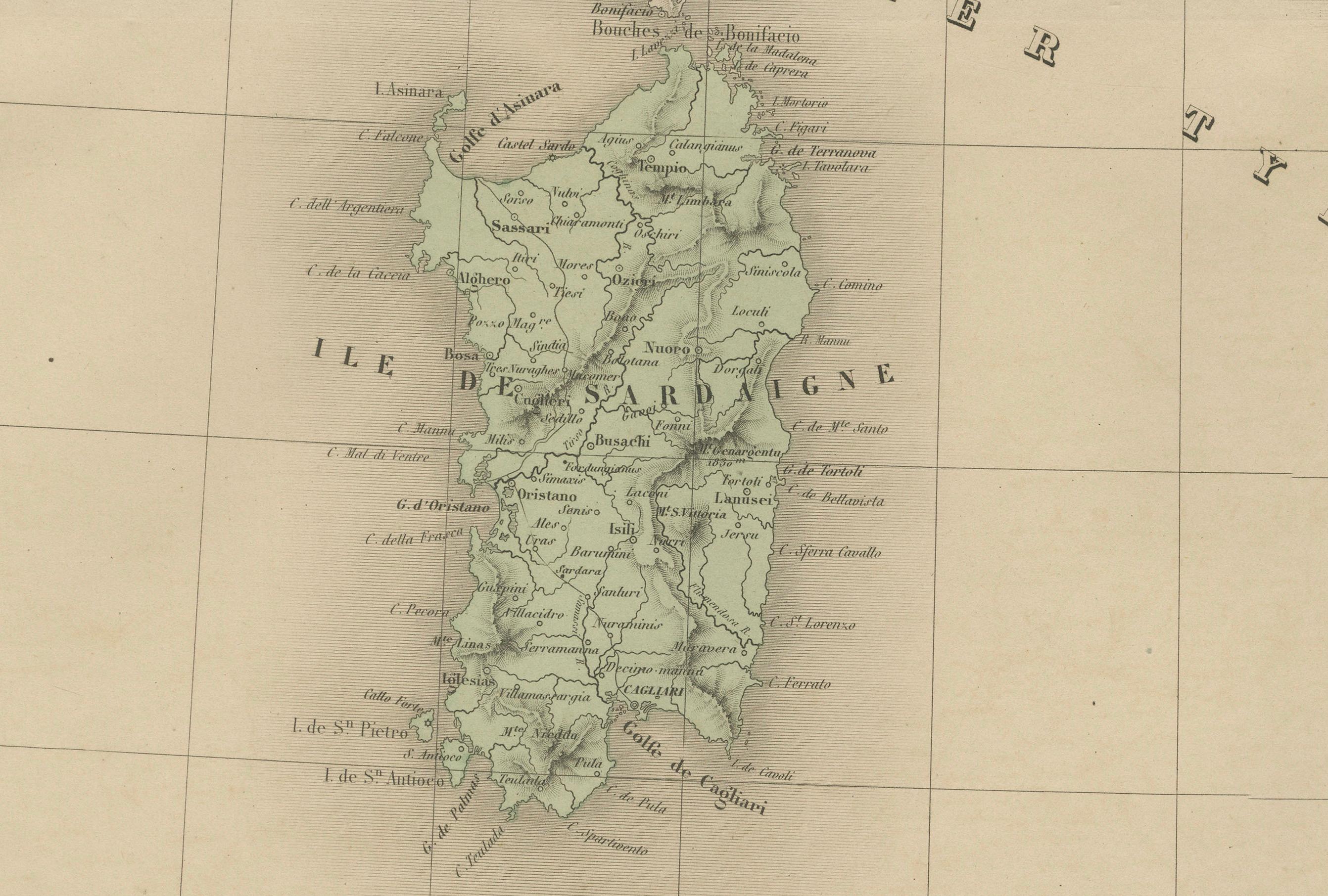 Mapa antiguo de Italia - Italia anterior a la unificación por Andriveau-Goujon, París 1861 en Bueno estado para la venta en Langweer, NL