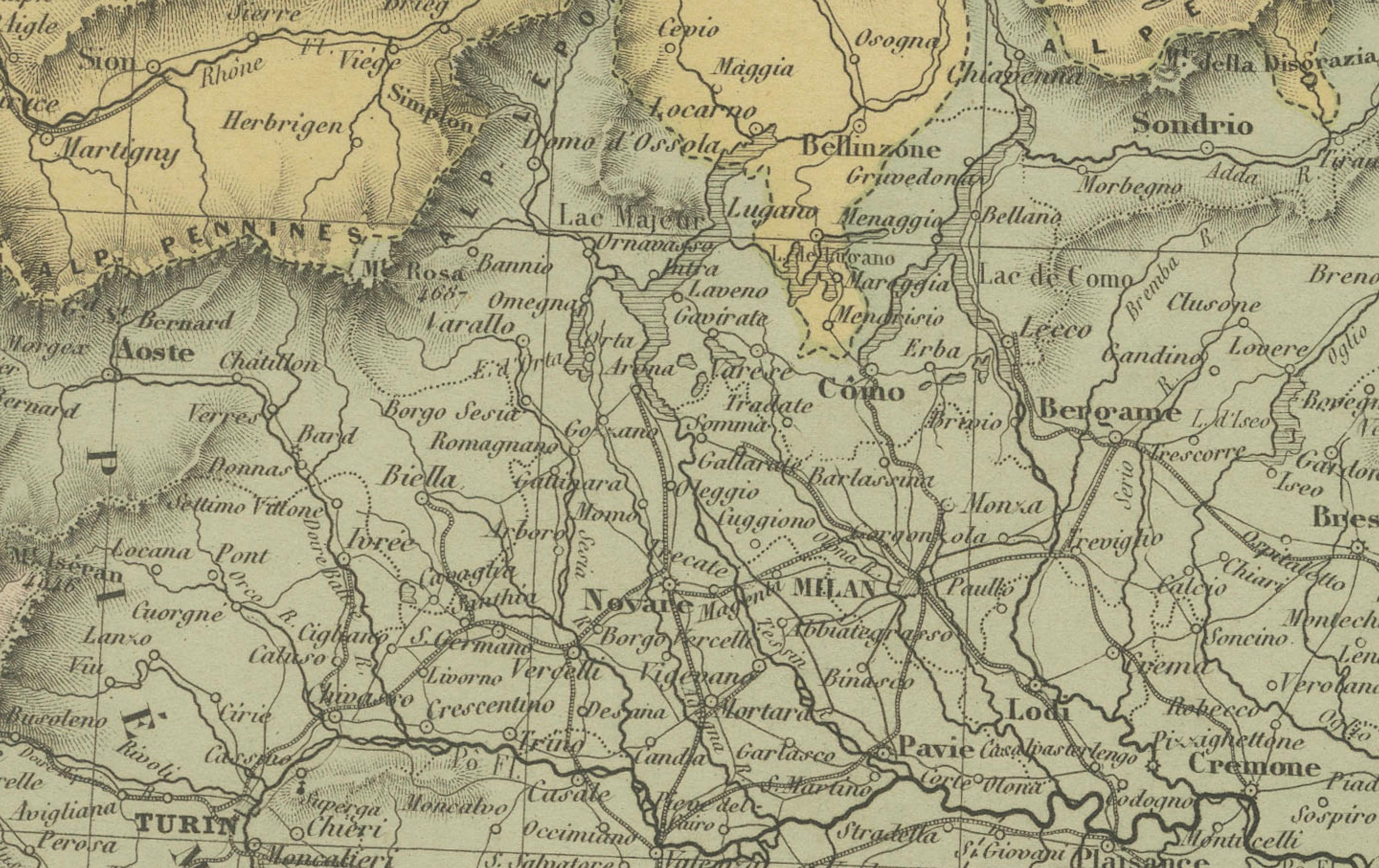 Mapa antiguo de Italia - Italia anterior a la unificación por Andriveau-Goujon, París 1861 siglo XIX en venta