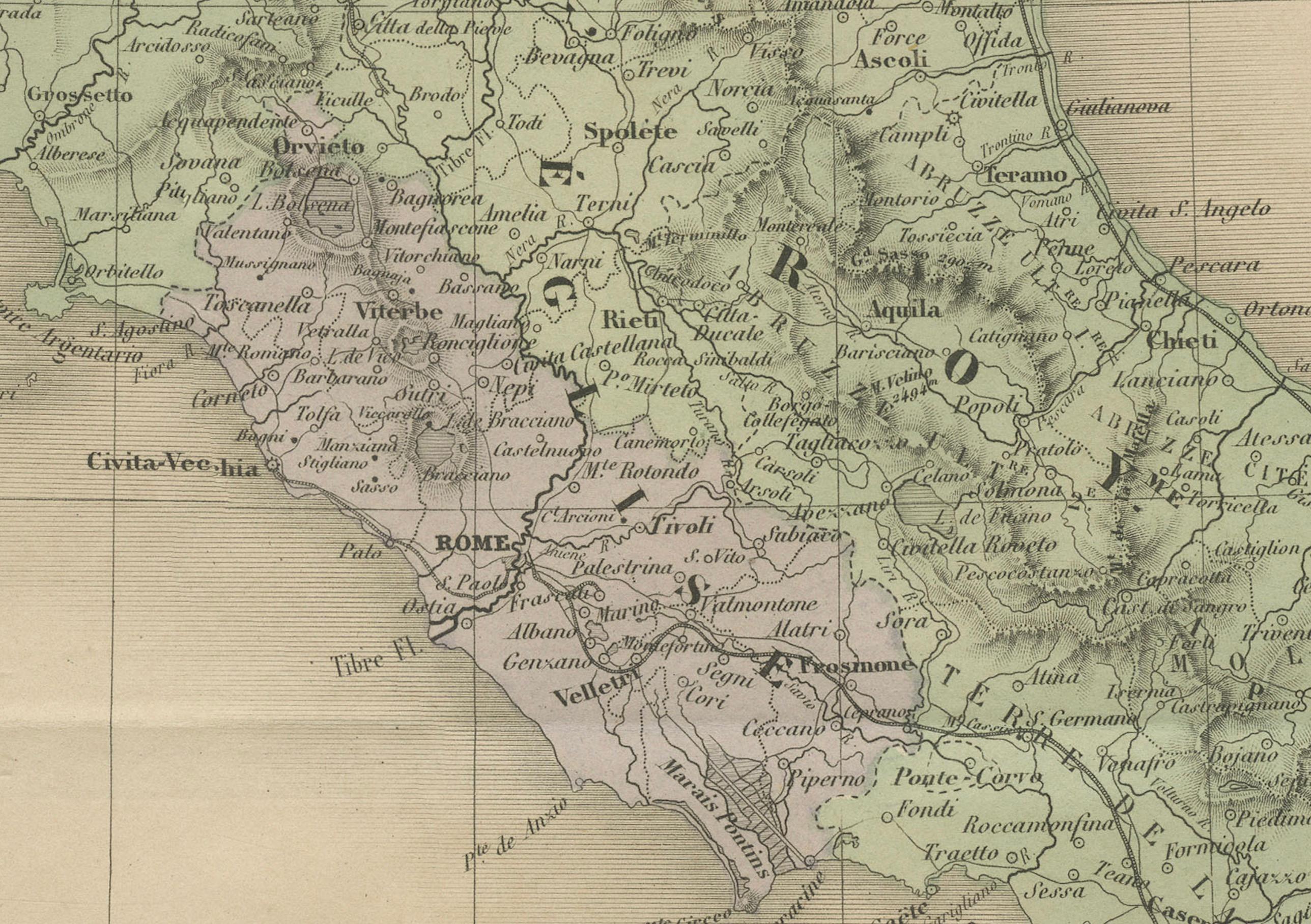 Mapa antiguo de Italia - Italia anterior a la unificación por Andriveau-Goujon, París 1861 en venta 1