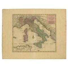 Carta geografica antica dell'Italia, con Corsica, Sardegna, Croazia, Malta e altro, 1740 ca.
