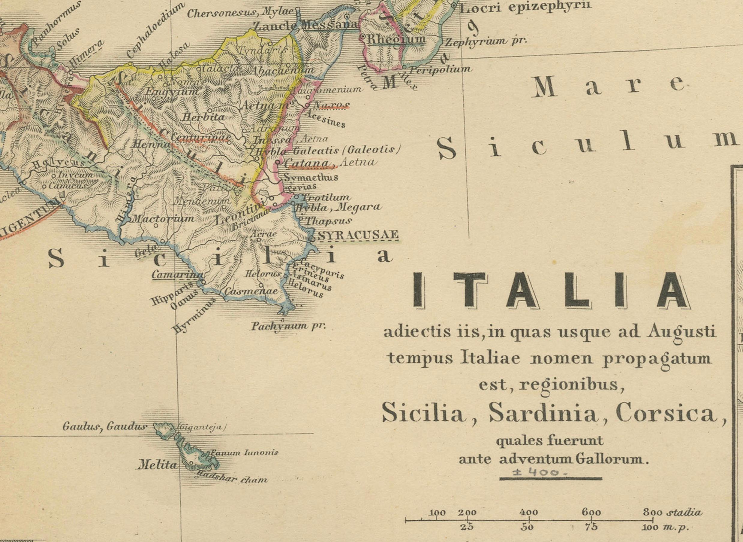 Antike Karte von Italien mit Einsätzen von Rom und größeren Städten, veröffentlicht 1880 im Zustand „Gut“ in Langweer, NL
