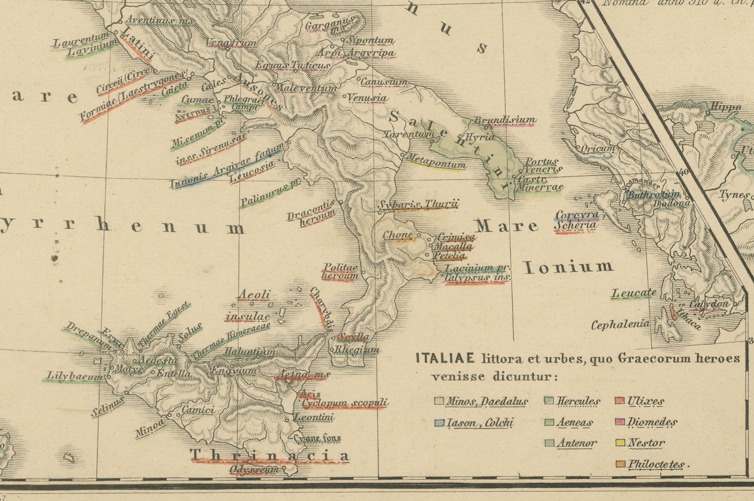 Antike Karte von Italien mit Einsätzen von Rom und größeren Städten, veröffentlicht 1880 1