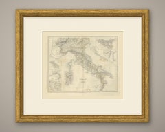 Antique Map of Italy with Sicily, Malta and Bay of Naples Insets, circa 1860