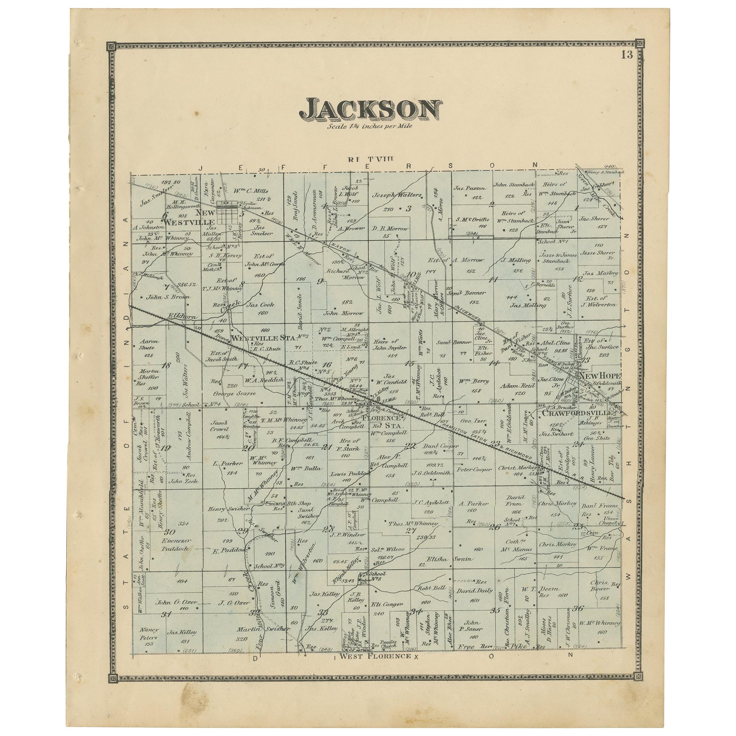 Antique Map of Jackson County 'Ohio' by Titus, 1871